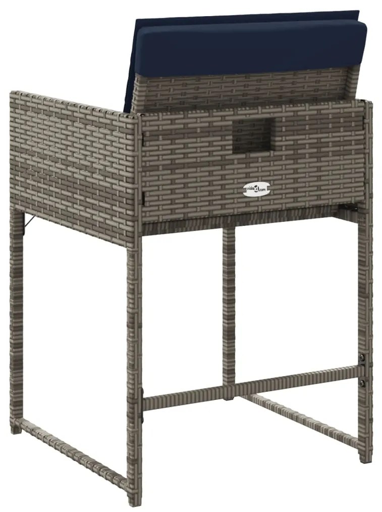 Cadeiras de jardim com almofadões 4 pcs vime PE cinzento