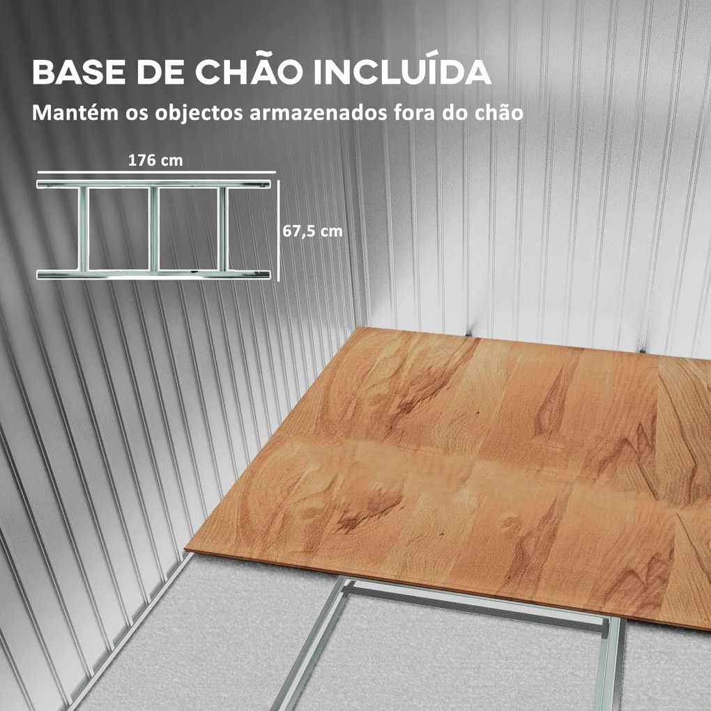 Abrigo de Jardim 2 m² 195x122x181,5 cm Abrigo de Armazenamento Metálic