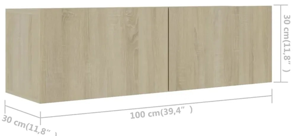 6 pcs conjunto móveis de TV derivados madeira carvalho sonoma