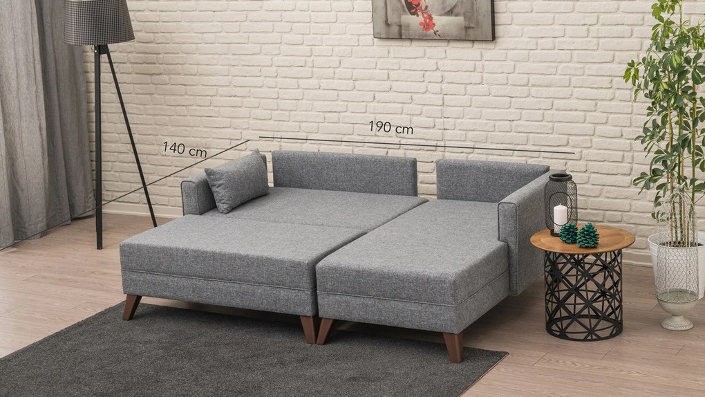 Sofá-Cama de Canto Bella – Cinzento – 205 x 85 x 140 cm