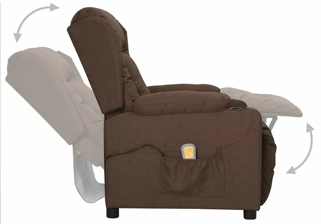Poltrona elevatória de massagens tecido castanho