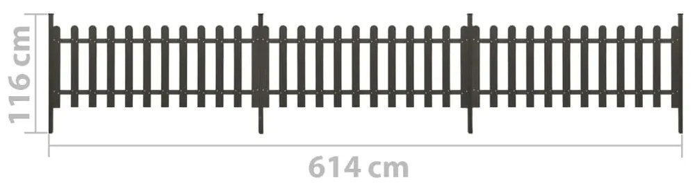 Cerca com postes 3 pcs 614x80 cm WPC