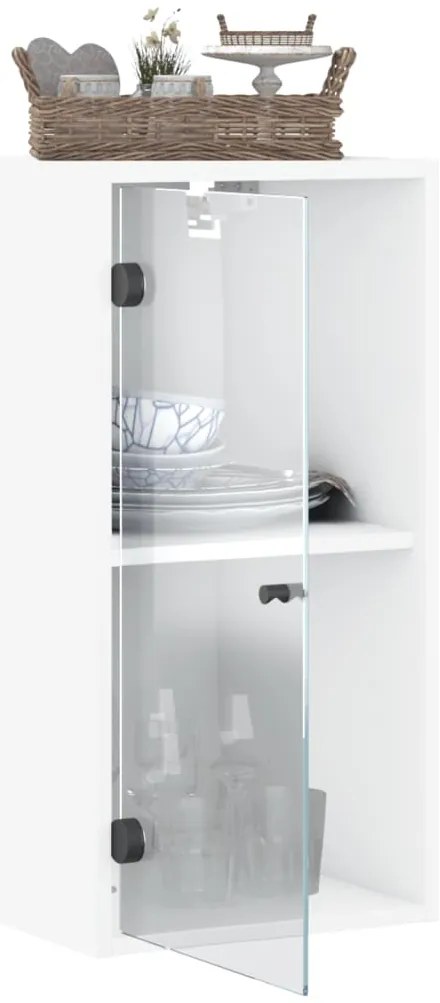 Armário de parede c/ portas de vidro 35x37x68,5 cm branco