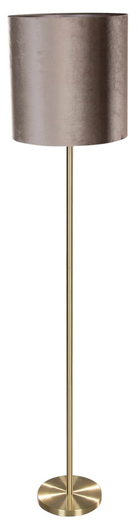 Candeeiro de pé latão com abajur de veludo taupe 50cm - Simplo