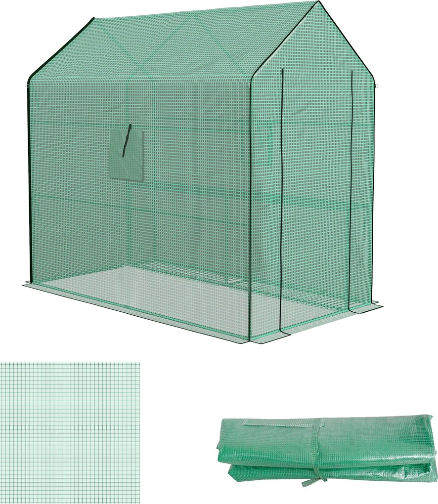 Lona de substituição para estufa de jardim (NÃO INCLUIDA) 140 x 213 x 190 cm com janela e porta anti-UV para o jardim Verde