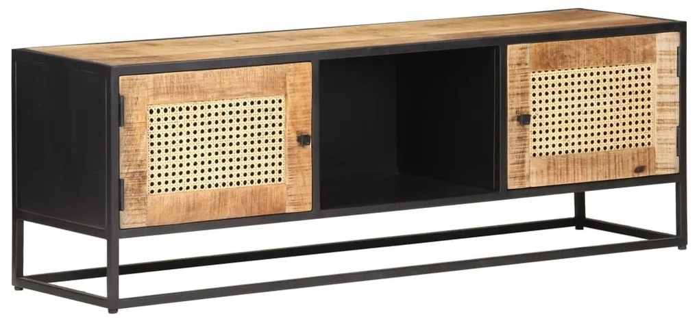 Móvel de TV 120x30x40cm mangueira áspera maciça e palha natural