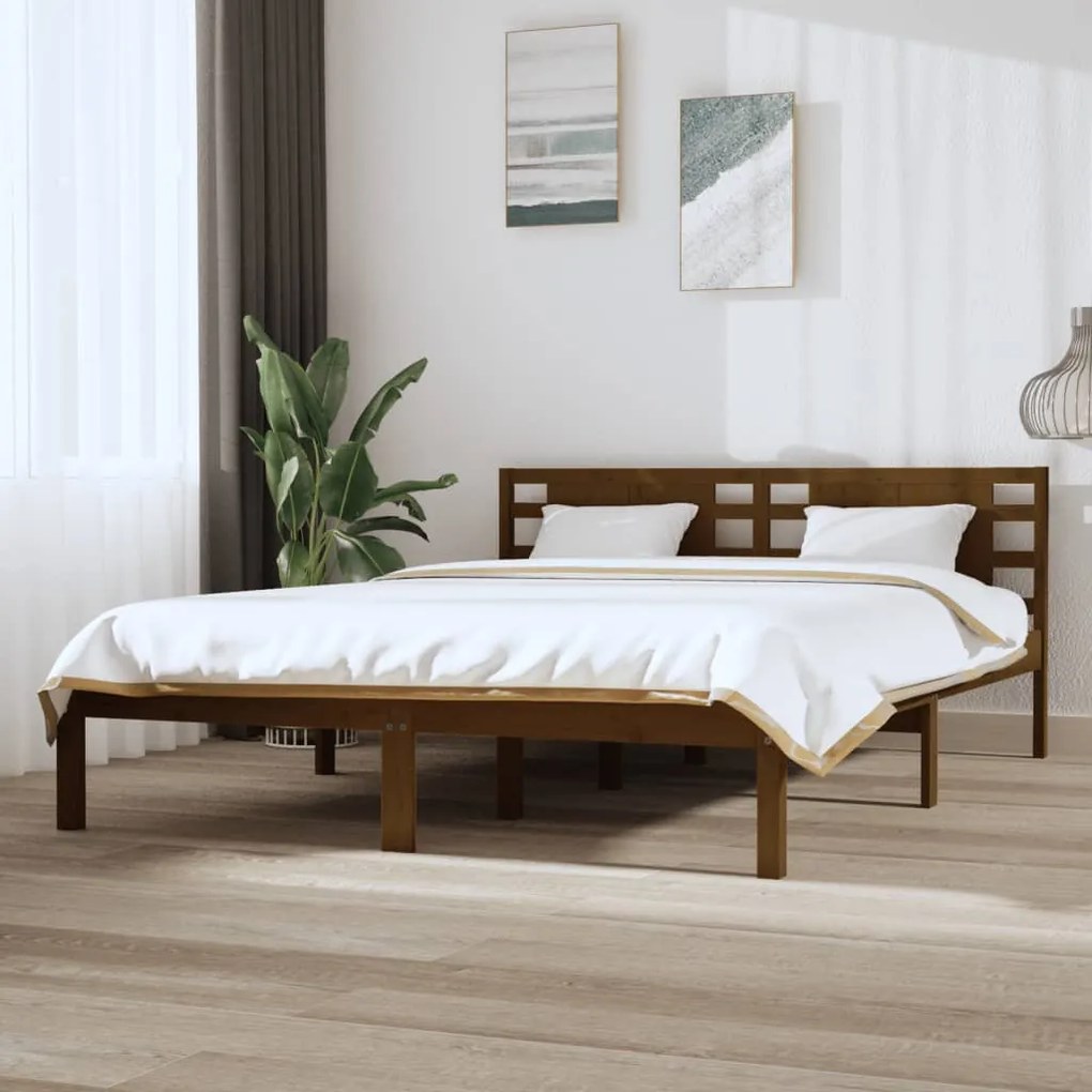 vidaXL Estrutura de cama 120x200 cm madeira pinho maciço castanho mel