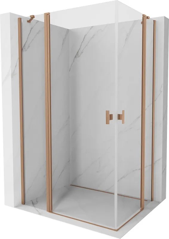 Mexen Mist Duo cabine de duche com porta de abrir 95 x 90 cm, transparente, cobre escovado - 8A4-095-090-65-00
