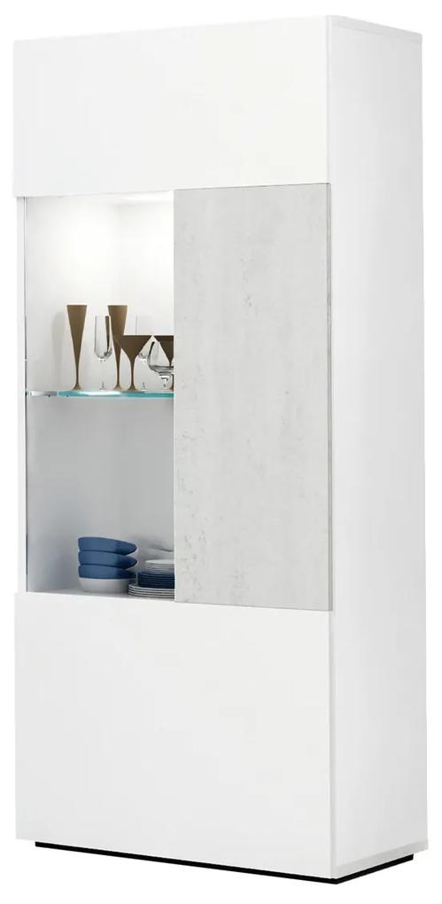 Cómodas Imperial Relax  Baixo mostra 1 porta envidraçada 121x52x27 branco/cinza