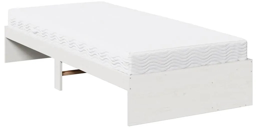 Sofá-cama com colchão 90x200 cm madeira de pinho maciça branco