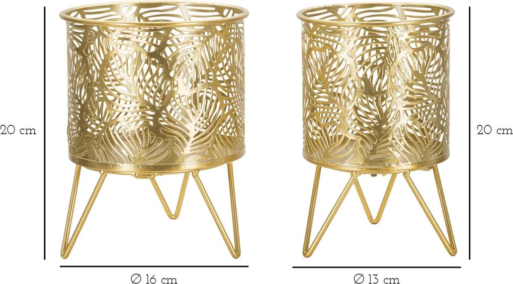 CONJUNTO DE 2 VASOS NATY DOURADOS Ø 16X20-13X20 CM (PLANTAS NÃO INCLUIDAS)