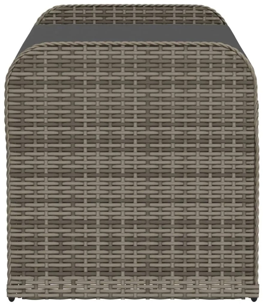 Banco de arrumação com almofadão 115x51x52 cm vime PE cinzento