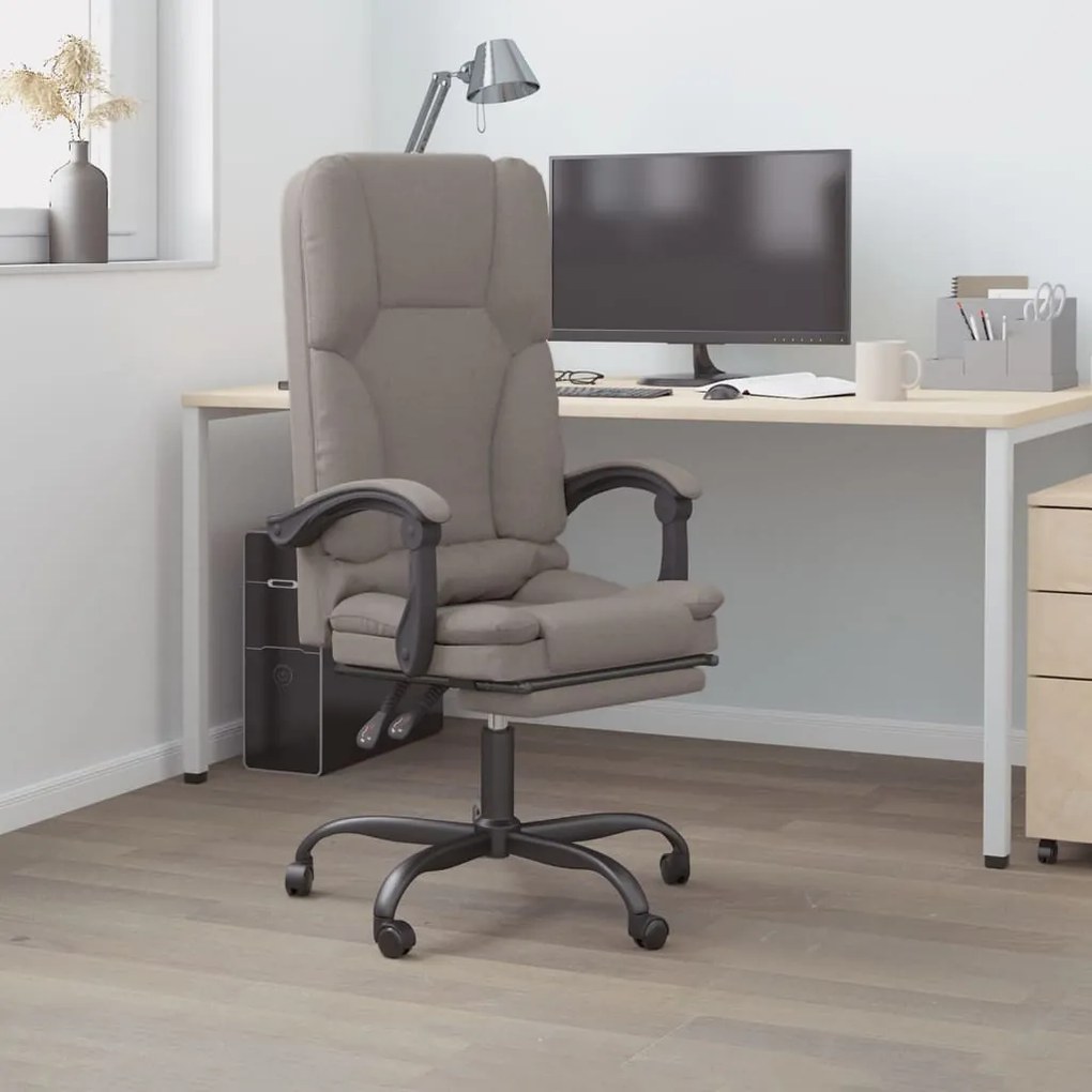 vidaXL Cadeira de escritório reclinável de massagens cinza-acastanhado
