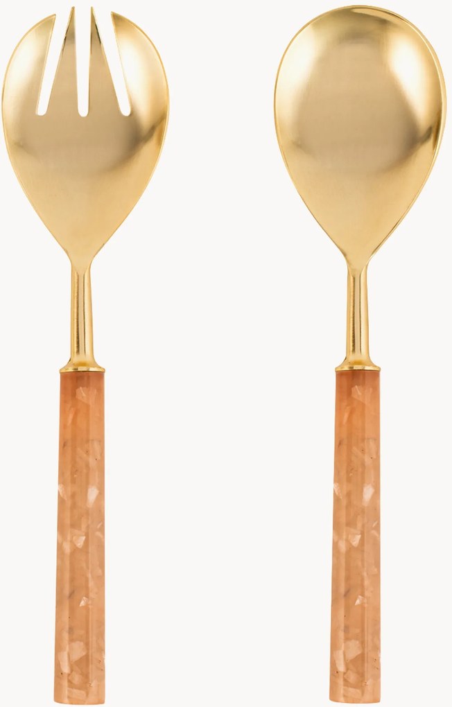 Talheres de salada em aço inoxidável Speckle, conjunto de 2