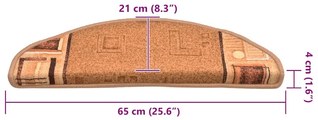 Tapetes de escadas adesivos 5 pcs 65x21x4 cm bege