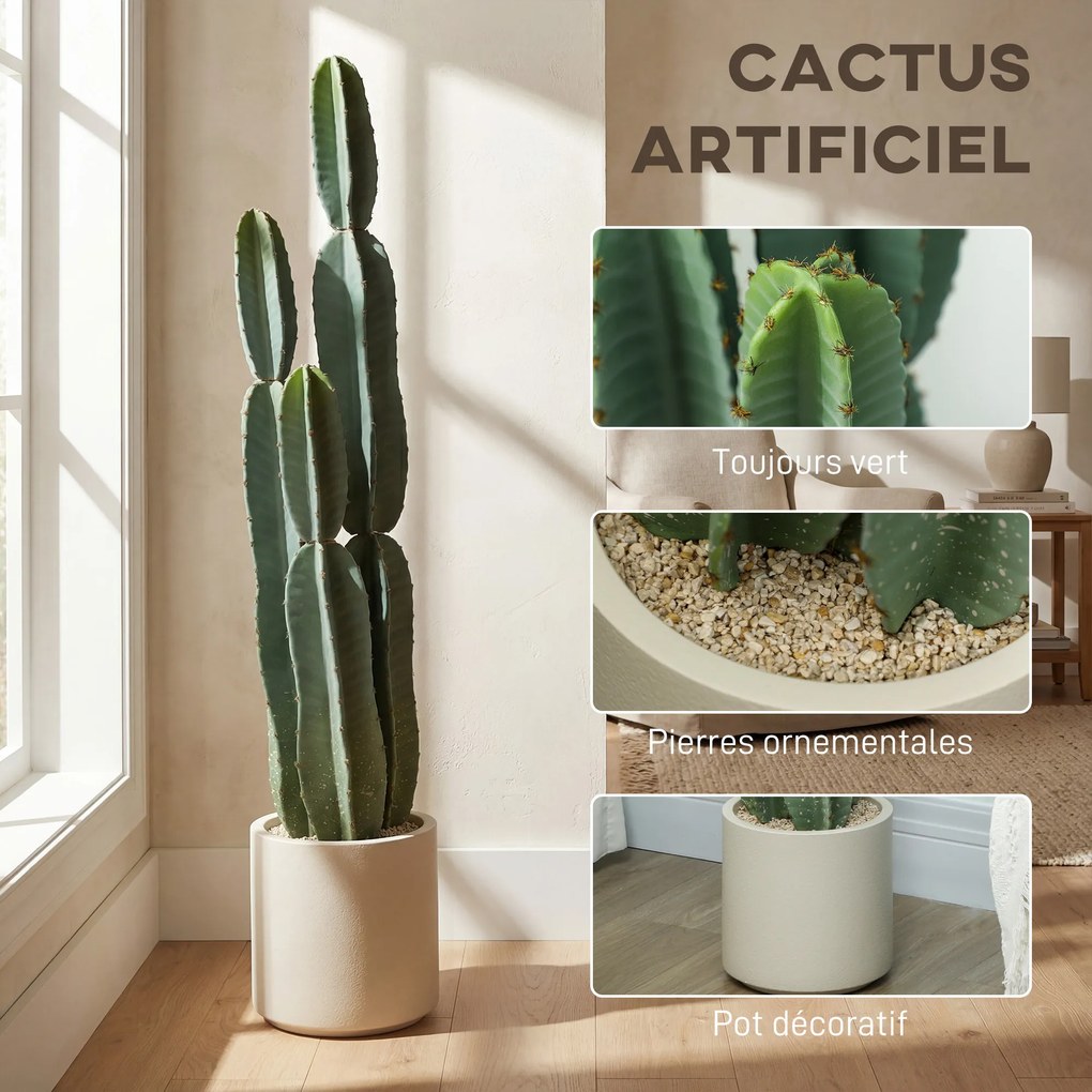 Cacto Artificial, 25 x 25 x 111 cm, Grande Realismo, Verde