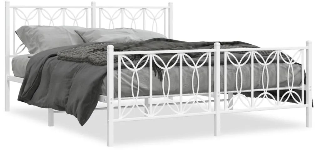 vidaXL Estrutura de cama com cabeceira e pés 160x200 cm metal branco