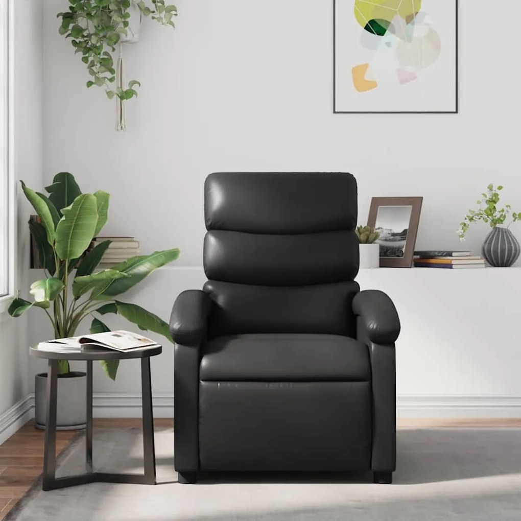 Poltrona de massagens reclinável couro artificial preto