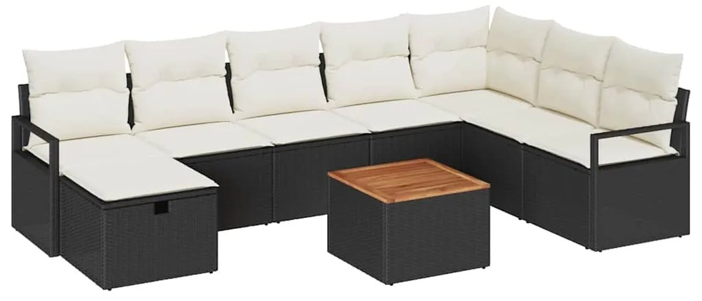 Conjunto de Sofá de Jardim de 9 Peças com Almofadas de Rattan Sintétic