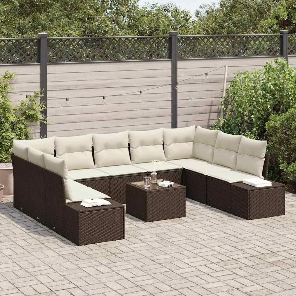 Sofá de Jardim 9 Peças com Almofadas Cinza em Rattan Sintético