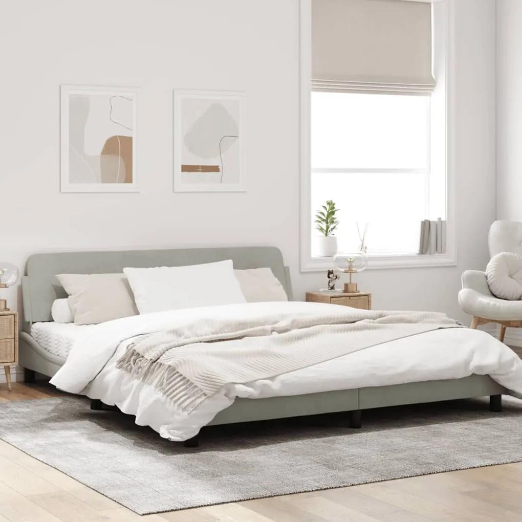 Estrutura de cama c/ cabeceira 180x200 cm veludo cinzento-claro