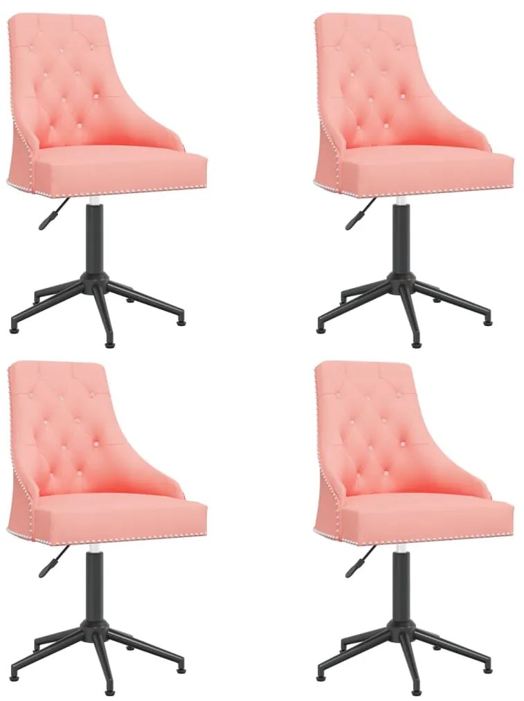 vidaXL Cadeiras de jantar giratórias 4 pcs veludo rosa