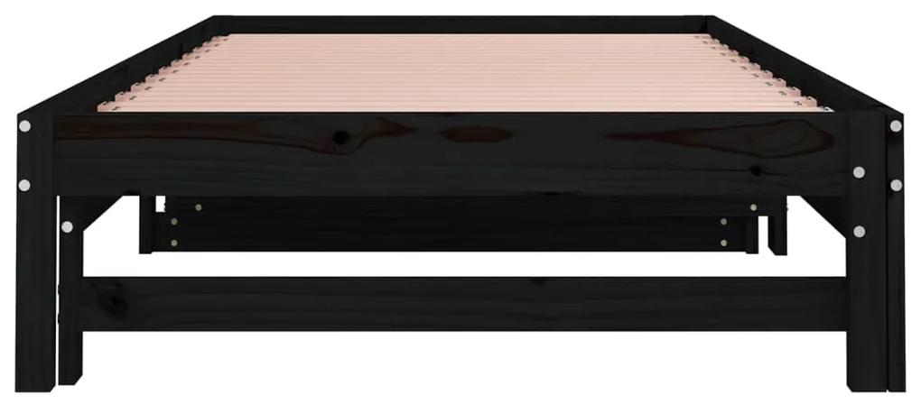 Sofá-cama de puxar 2x(90x200) cm pinho maciço preto