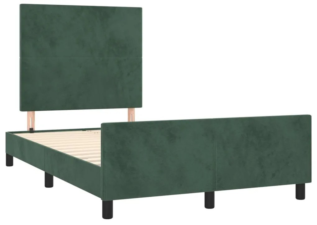 Estrutura de cama sem colchão 120x200 cm veludo verde-escuro