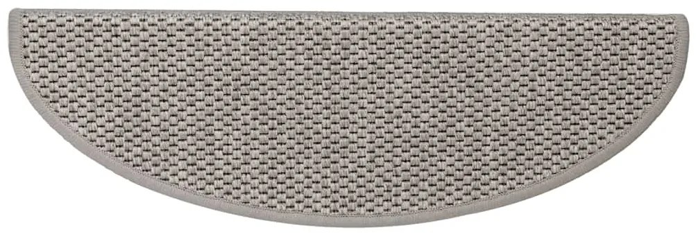 Tapetes escada adesivos aspeto sisal 15pcs 65x21x4 cm prateado