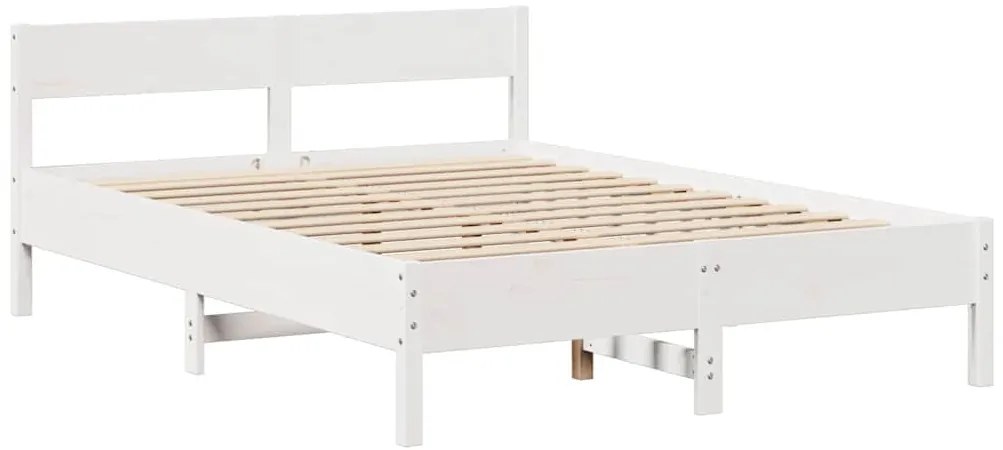 Cama sem colchão 120x200 cm madeira de pinho maciça branco