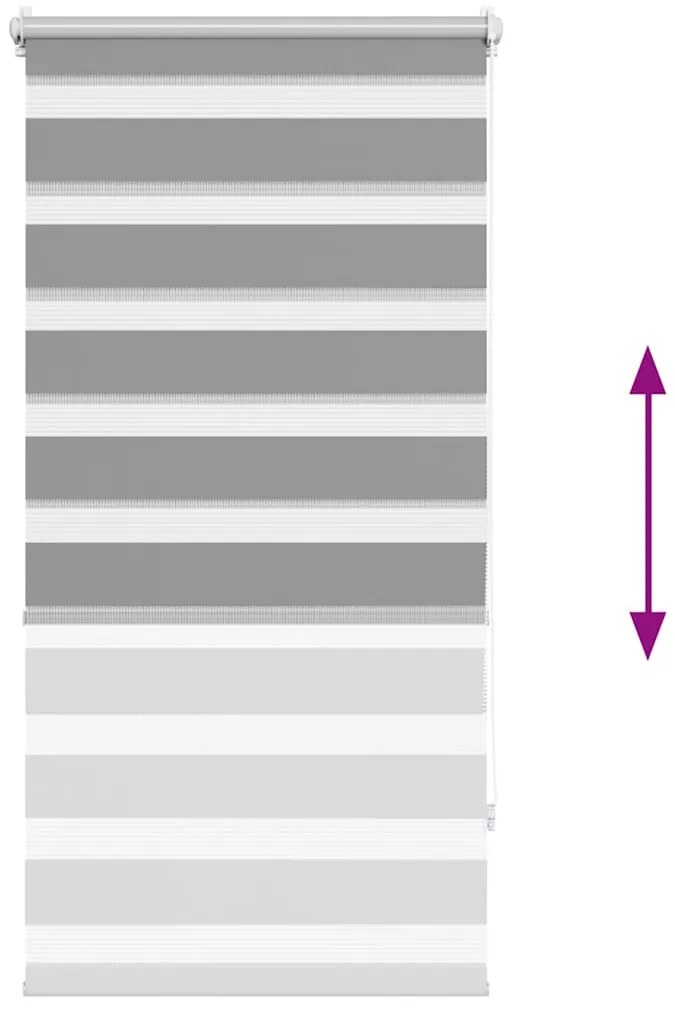 Estore de rolo 60 x 120 cm, linhas de zebra / Cinza