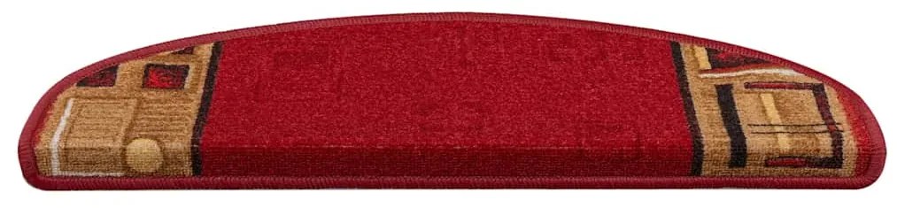 Tapetes de escada adesivos 15 pcs 65x21x4 cm vermelho