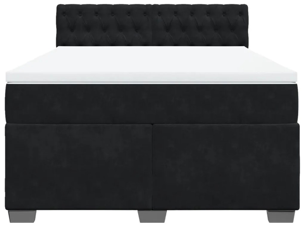 Cama com molas/colchão 160x200 cm veludo preto