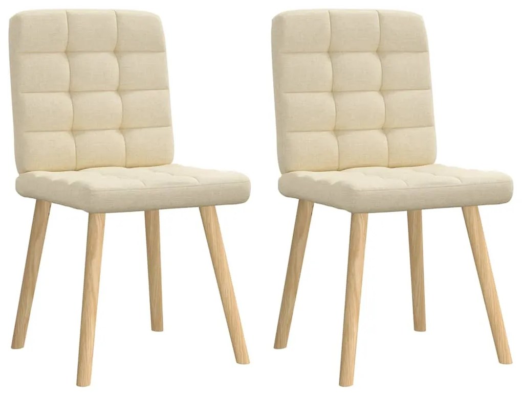 Cadeiras de jantar 2 pcs tecido cor creme
