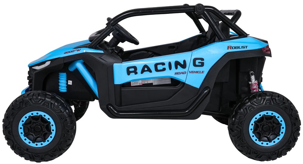 Carro elétrico para Crianças 4X4 2 Lugares 24V RACING Road 2000, Pneus Espuma EVA, Assento couro ecológico Azul