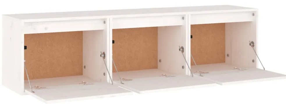 Móveis de TV 3 pcs madeira de pinho maciça branco