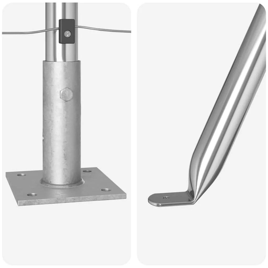 Postes de cerca com bases - 52 pcs, Ø32mm, 110cm, em aço galvanizado.
