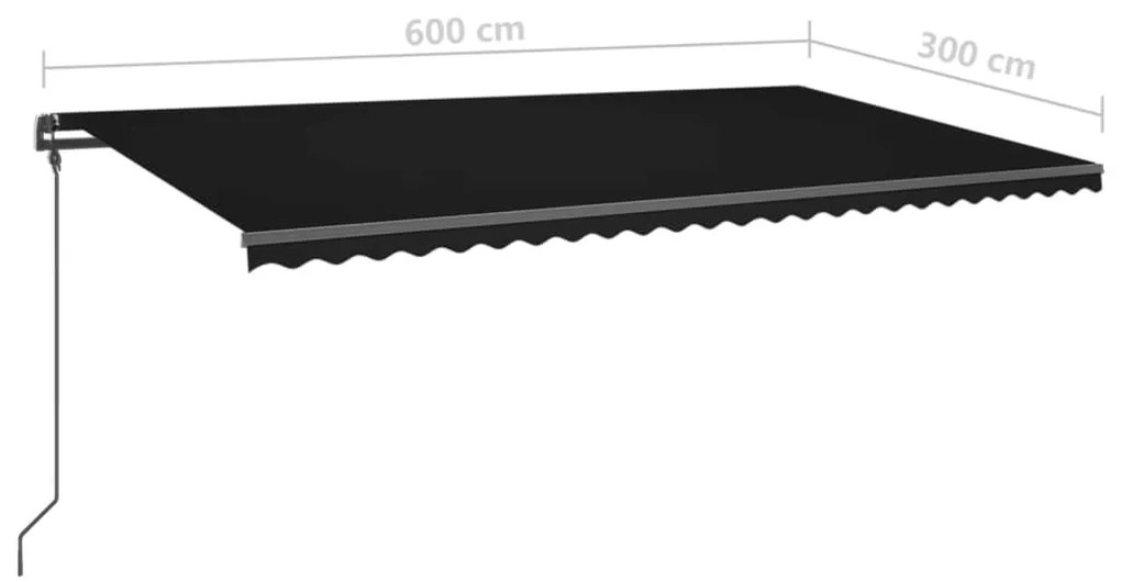 Toldo retrátil manual com postes 6x3 m antracite