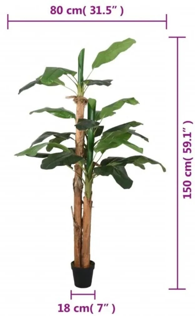 Bananeira artificial 18 folhas 150 cm verde