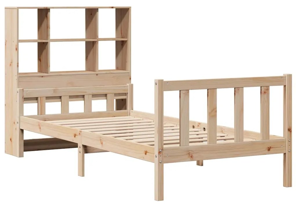 Cama com estante sem colchão 90x190 cm pinho maciço