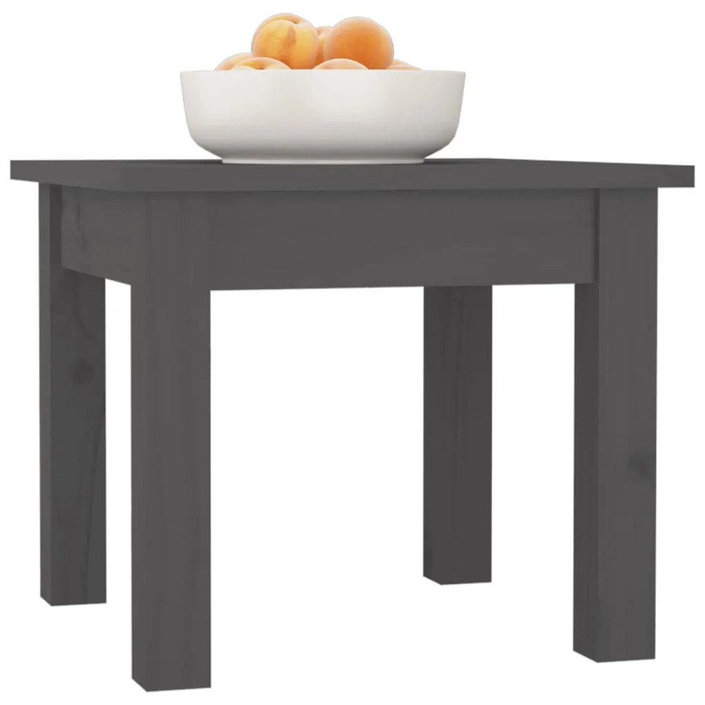 Mesa de centro 35x35x30 cm madeira de pinho maciça cinzento