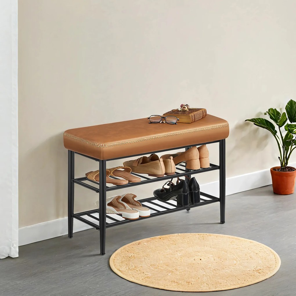 Banco entrada para sapatos Coleção EKHO ‎30 x 80 x 50 cm Castanho caramelo