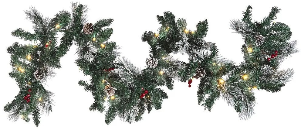 Guirlanda de natal com efeito de neve e iluminação 180 cm verde WAPTA Beliani
