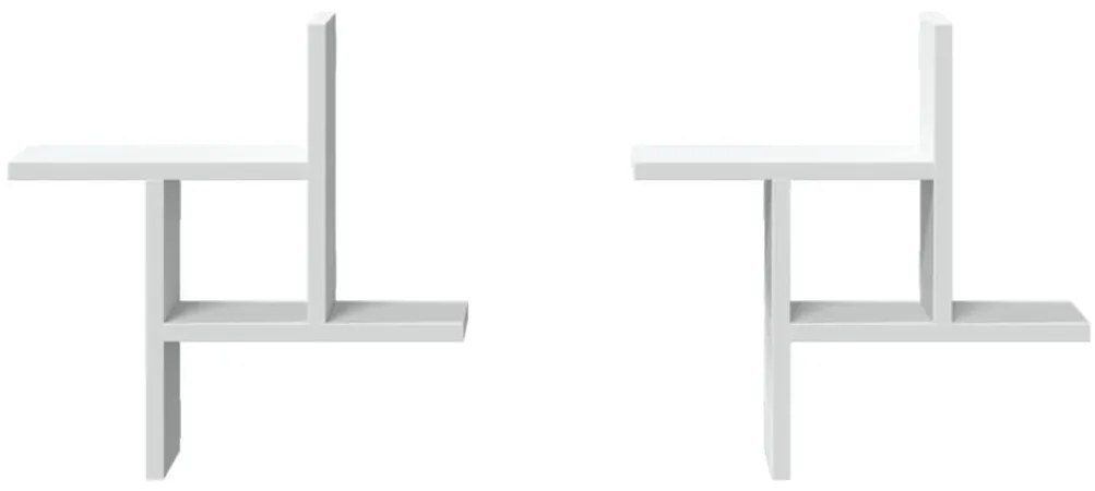 Prateleiras de parede 2 pcs 38x12x38cm derivados madeira branco