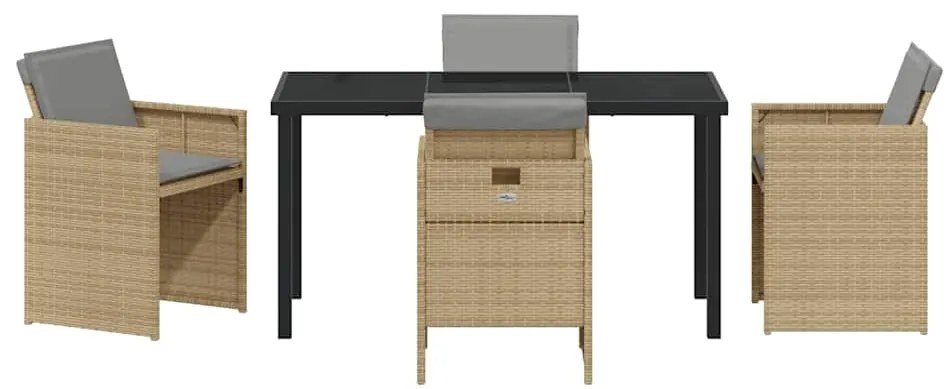 Conjunto de Jantar de Jardim com 5 peças e Almofadas Beijinhas, Rattan