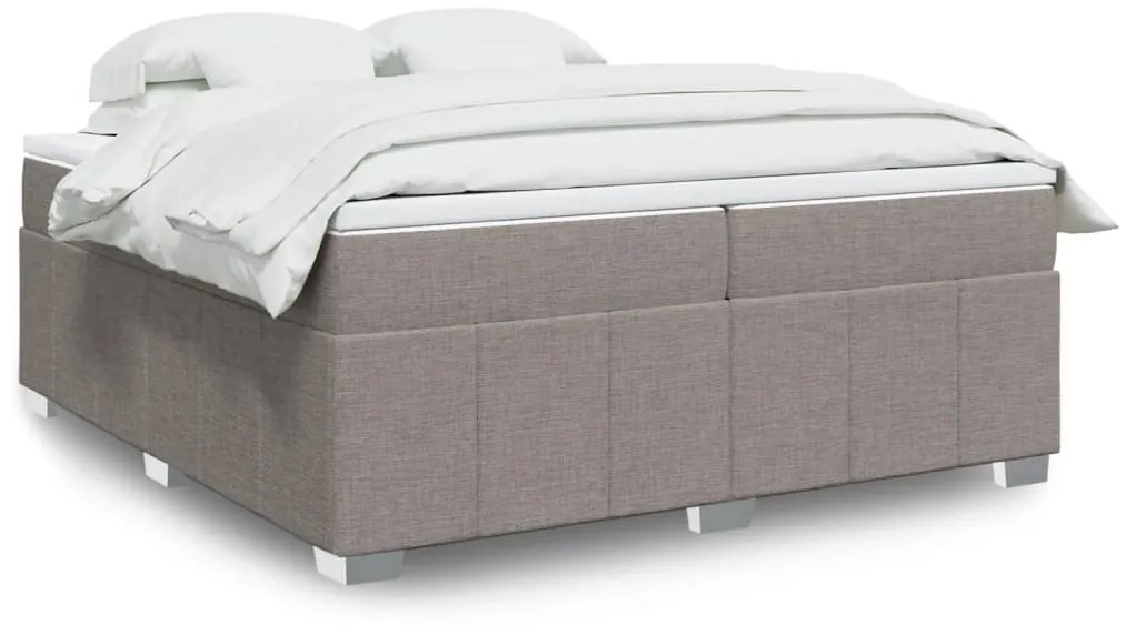 vidaXL Cama com molas/colchão 200x200 cm tecido castanho-acinzentado