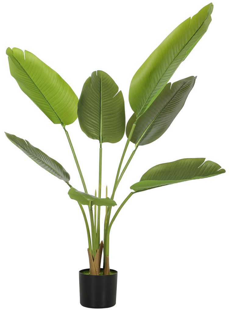 Planta Artificial Decorativa 109 cm Bananeira Artificial com Vaso e Folhas para Interior Casa Sala de Estar Escritório Verde