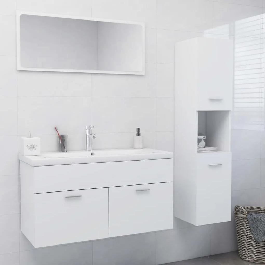 Conjunto de móveis de casa de banho madeira processada branco