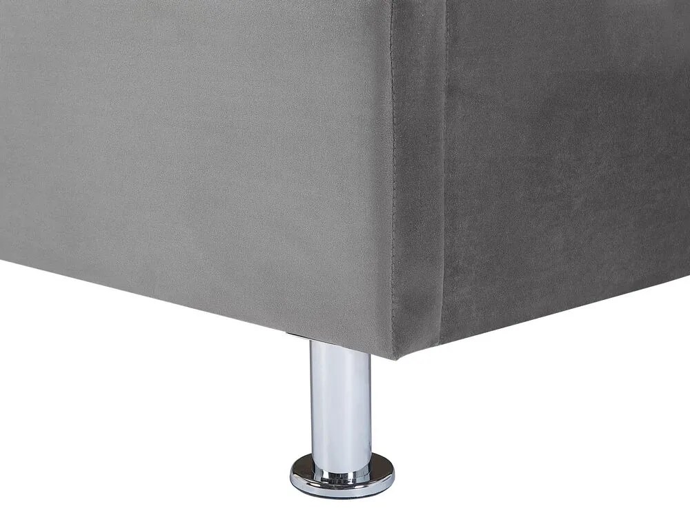 Cama de casal com arrumação em veludo cinzento escuro 180 x 200 cm METZ Beliani