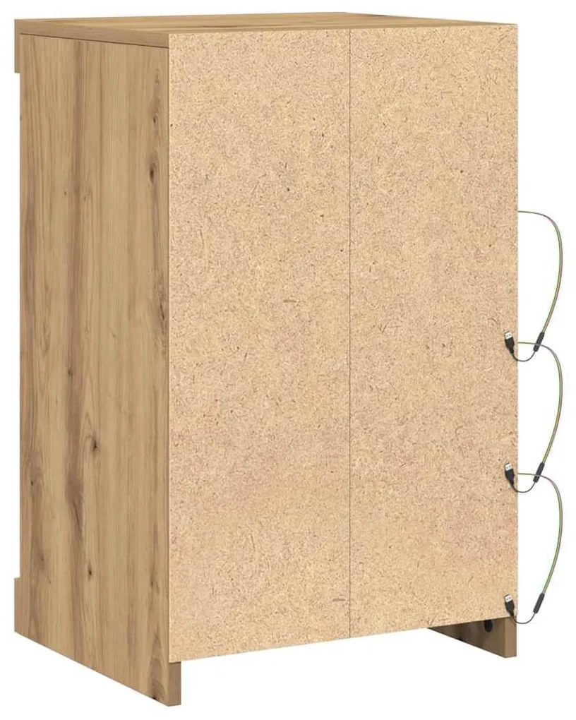 Sideboard vidaXL com Luzes LED Carvalho Artesanal 41x37x67 cm